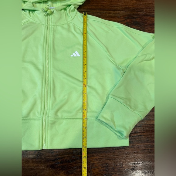 NWT!🔥Adidas AEROREADY GAME AND GO FULL-ZIP HOODED FLEECE JACKET Women Lime - Picture 15 of 15